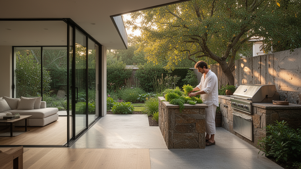 Integrando a área gourmet com o jardim e a casa