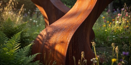 Escultura de metal para jardim enferruja com o tempo?