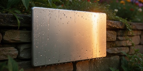 Placa personalizada para área externa resiste ao sol e chuva?