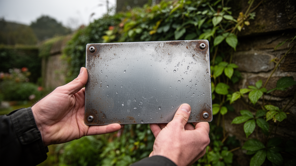 Placa personalizada para área externa resiste ao sol e chuva
