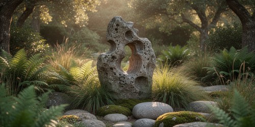 Como incluir escultura rústica para jardim em projetos naturais?