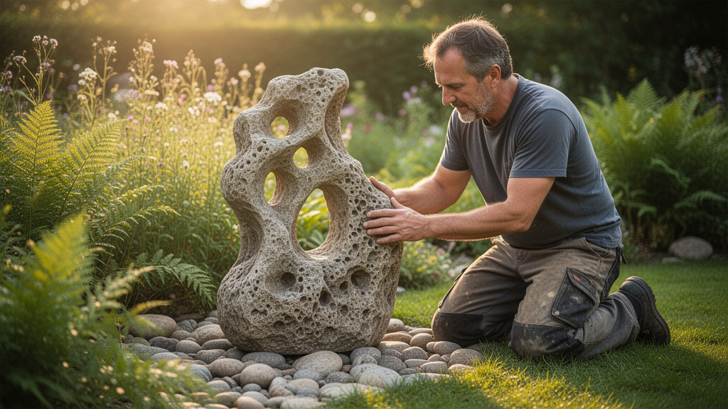 O que define uma escultura rústica para jardim e como escolher?