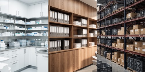 Comparativo: armazenamento para clínicas para escritório, indústria e varejo