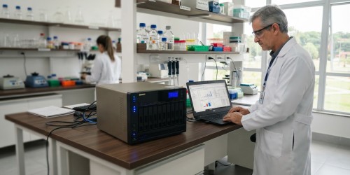 Servidor NAS para backup seguro de dados de laboratório