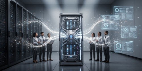Onde o storage compartilhado atende equipes, servidores e VMs?