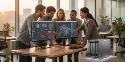 Como equipes colaboram usando um NAS?