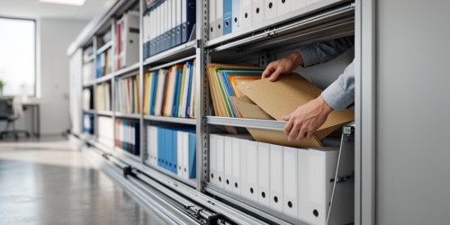Quais documentos organizar em um arquivo deslizante mecânico