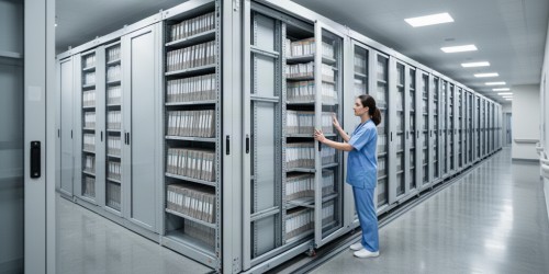 Como o arquivo deslizante otimiza o armazenamento de prontuários em hospitais