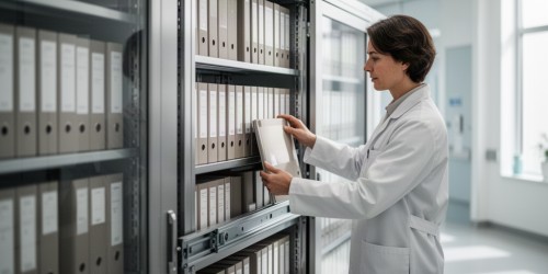 Como o arquivo deslizante ajuda na organização eficiente de documentos em clínicas