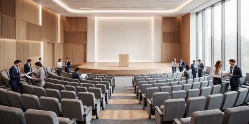 Como projetar um auditório para uma associação comercial: layout, conforto e fluxo