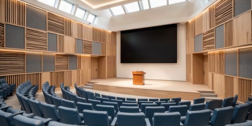 Como melhorar acústica e visibilidade em um auditório para um conselho regional