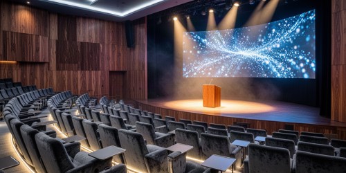 Quais recursos melhoram a experiência em um auditório para eventos