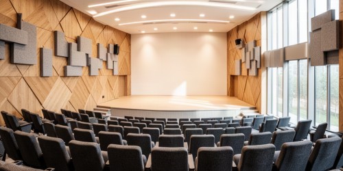Como melhorar acústica e visibilidade em um auditório para uma escola de idiomas