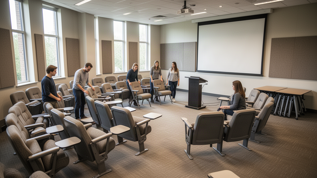 sala flexível para cursos e palestras: o que define esse ambiente