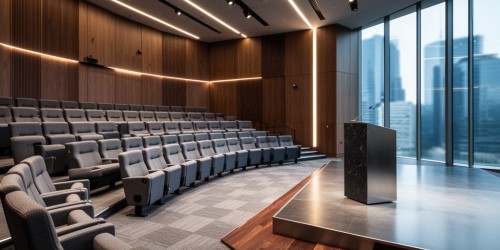 Como projetar um auditório para um banco: layout, conforto e fluxo